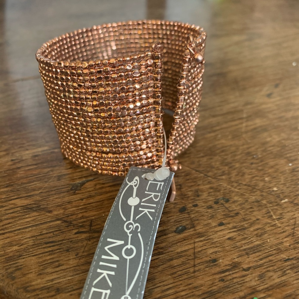 bronze beaded thick bracelet